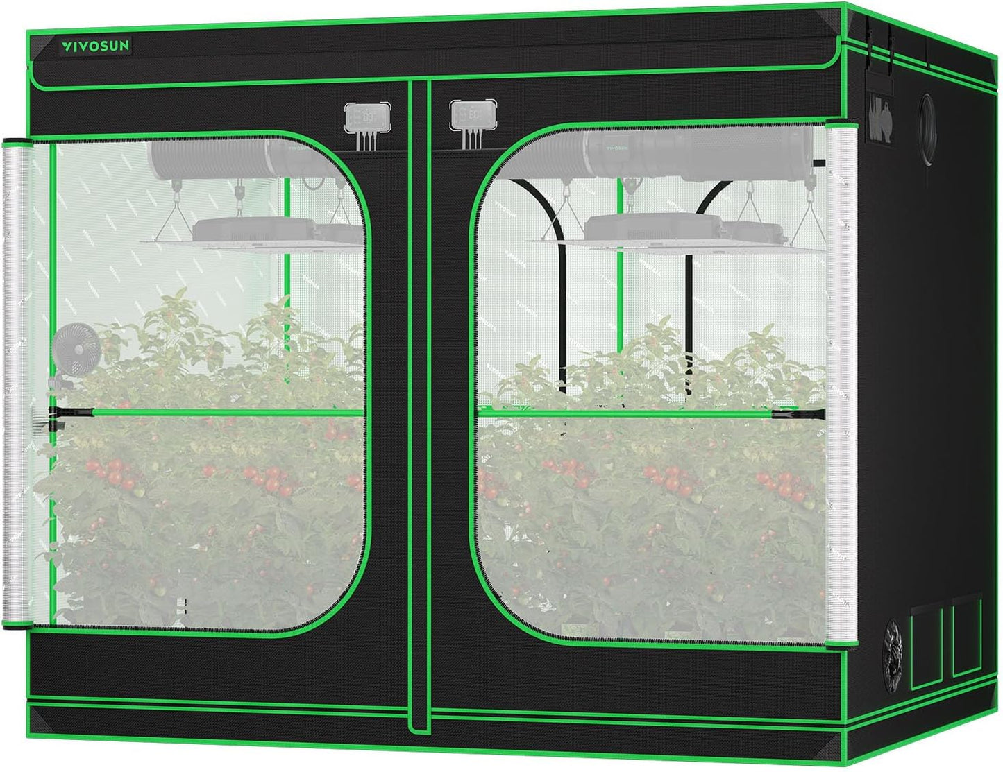 VIVOSUN P888 96"×96"×80" PRO Grow Tent, with Thick 1 inch Poles, Strengthened High Reflective Mylar Oxford Fabric, Extra Hanging Bars & High CFM Kit for Hydroponics Indoor Plant for VS4000×4