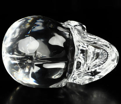 Skullis 5.0" K9 Crystal Skull, Hand Carved Gemstone Fine Art Sculpture, Reiki Healing Stone Statue.2831