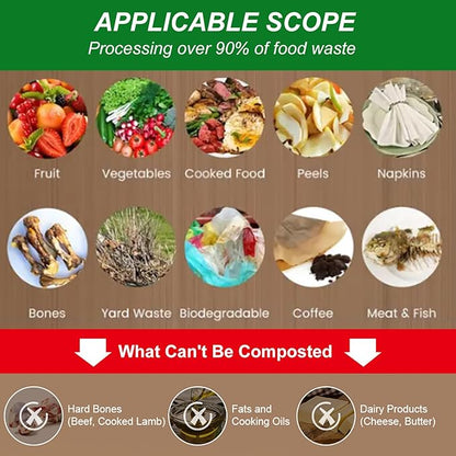 Electric Composter, Kitchen Bin, Odorless/Auto-Clean/Led Display, Turn Food Waste Into Fertilizer In 4/6 Hrs,3.3L Large Capacity,110V