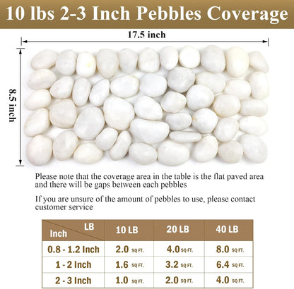 10 lbs Large River Rocks for Landscaping, 2-3 inch Polished White Pebbles for Plants, Decorative White Stones for Planters Vase Aquarium and Outdoor Garden Rocks