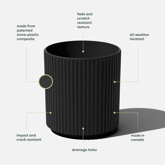 Veradek Demi Series Round Planter for Porch, Patio, Backyard | Durable Plastic-Stone Composite Material | Modern Décor for Tall Plants, Flowers