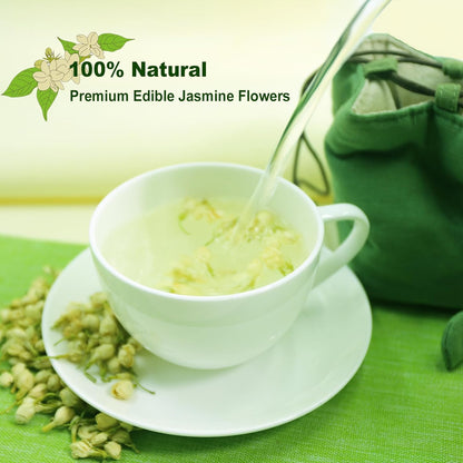 FullChea - Dried Jasmine Flowers, 3oz/85g - Premium Edible Flowers Whole Buds - Non-GMO - Caffeine-free - Perfect For Tea