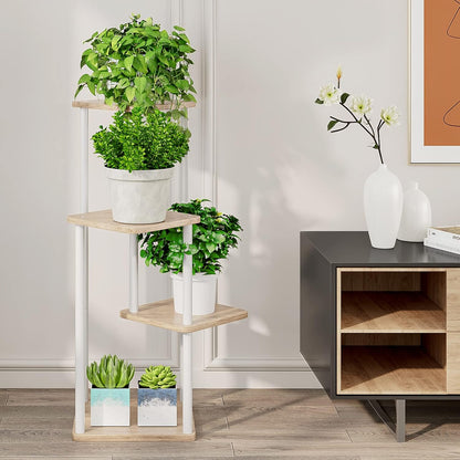AZERPIAN Plant Stand 4 Tier Indoor Metal Flower Shelf for Multiple Plants Corner Tall Flower Holders for Patio Garden Living Room Balcony Bedroom, Black (4 Tier-White)