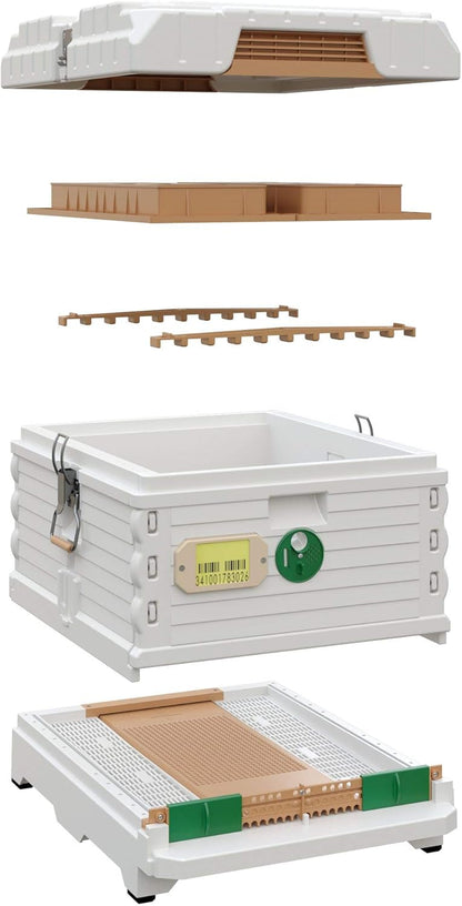Ergo Insulated 10 Frame Bee Hive Set [NO Frames Included] (Single Hive, White Body Green Entrance)