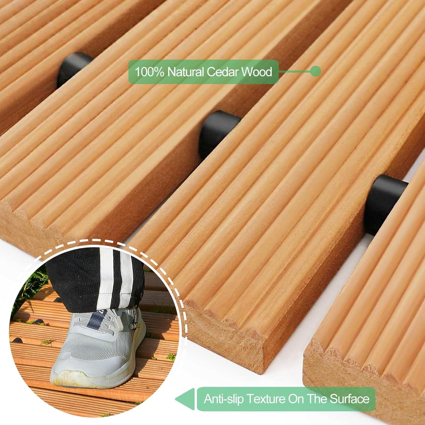 RELIANCER 8' Wooden Garden Pathway,Outdoor Roll Out Cedar Straight Walkway,Patio Path Decorative Garden Boardwalk Walkways,Weather-Resistant Roll Up Beach Wood Road Floor,Wedding Party Pathways