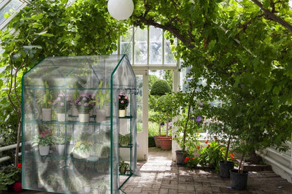 Greenhouse - Walk in Greenhouse with 8 Sturdy Shelves and PVC Cover for Indoor or Outdoor Use - 56 x 56 x 76-Inch Green House by Home-Complete