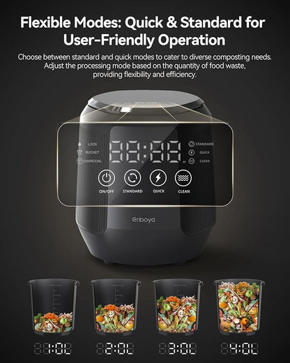 Electric Kitchen Composter 4.2L Large Capacity Food Waste Composter, Odor-Free & Quiet Countertop Compost Bin for Home, Indoor Food Cycler with Replaceable Charcoal Filtration