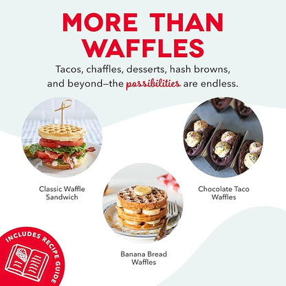 Dash Mini Waffle Maker- Compact Electric Iron for Creative Homemade Treats - PTFE nonstick surface - Easy-to-Clean - Perfect for Kids & Families - Black