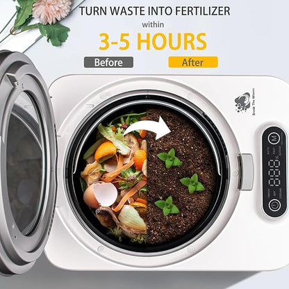 Electric Kitchen Composter, Indoor/Outdoor Smart Countertop Compost Bucket, Odorless Electric Compost Bucket