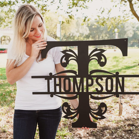 RealSteel, Metal Name Sign, Custom Metal Signs, Metal Wall Art, Split Letter Monogram, Metal Wall Decor, Last Name Sign, Family Name Sign, Personalized Wedding Gift, Garden Decor