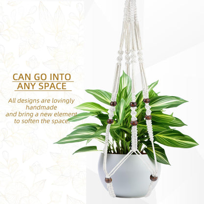 Macrame Plant Hanger for Outdoor and Indoor Hanging Plants - Plant Holders for Multi-Sized Pots, 35" Tangle-Free Cotton with Wood Beads, Window or Patio Decor (Pot Not Included)