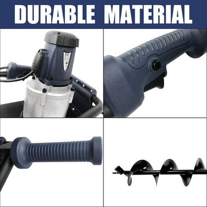 JACKCHEN 1500W Electric Post Hole Digger, Earth Auger with 6 inch Auger Drill Bit, Earth Auger Post Hole Digger Electric, Ideal for Post Hole Digging, Drilling, Tree Planting, Blue