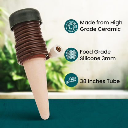 Blumat Classic Plant Watering Stakes with Adapter - Self Watering Planter Insert for Pots - Automatic Plant Waterer & Plant Accessories (5 Pack)