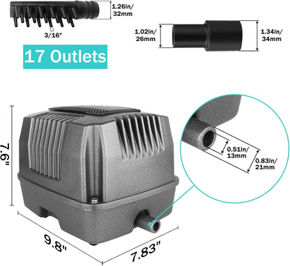 Linear Air Pump for Aeration, 1350GPH Septic Air Pump Pond Aerator for Koi Pond, Aquarium, Waste Treatment, Fish Farm, Seafood Restaurant, Hydroponic
