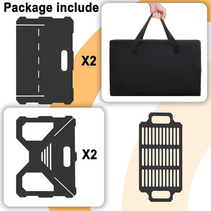 20 inch Fire Pit, Outdoor Portable Firepit with BBQ Tray, Detachable Camping Steel Fire Pits for Backyard, Patio, Picnic, Bonfire, Garden (Black-Large)