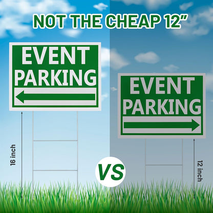 Juexica 9 Pieces 16 x 12 Inches Outdoor Event Parking Signs with Arrow Corrugated Plastic Yard Double Sided Event Signs Outdoor Directional Guest Parking(Green)