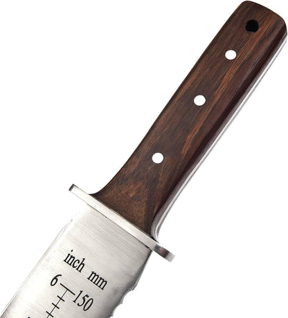 Namibagata Japanese Steel Straight Garden Knife use for Digging, Weeding knife & Planting Knife 12" Stainless Steel with Cutting Edge, Full-Tang walnut Wood Handle with Sheath