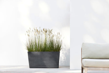 Ecopots Paris Durable Modern Rectangular Indoor/Outdoor Recycled-Based Composite Flower Planter, Dark Grey, 31.5"