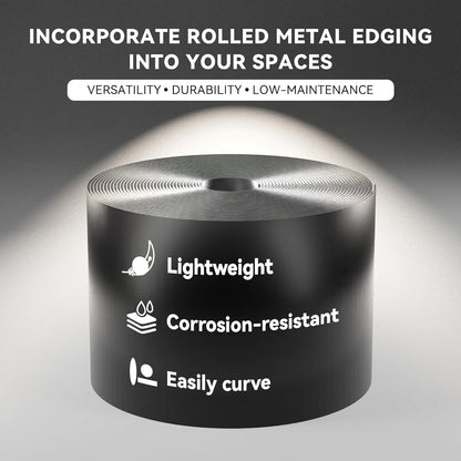 Worth Galvanized Steel Landscape Edging 10" x25' Metal Garden Edging Roll Flexible Bender Border with 8Pcs Stakes for Lawn, Flower Bed Edges, Black