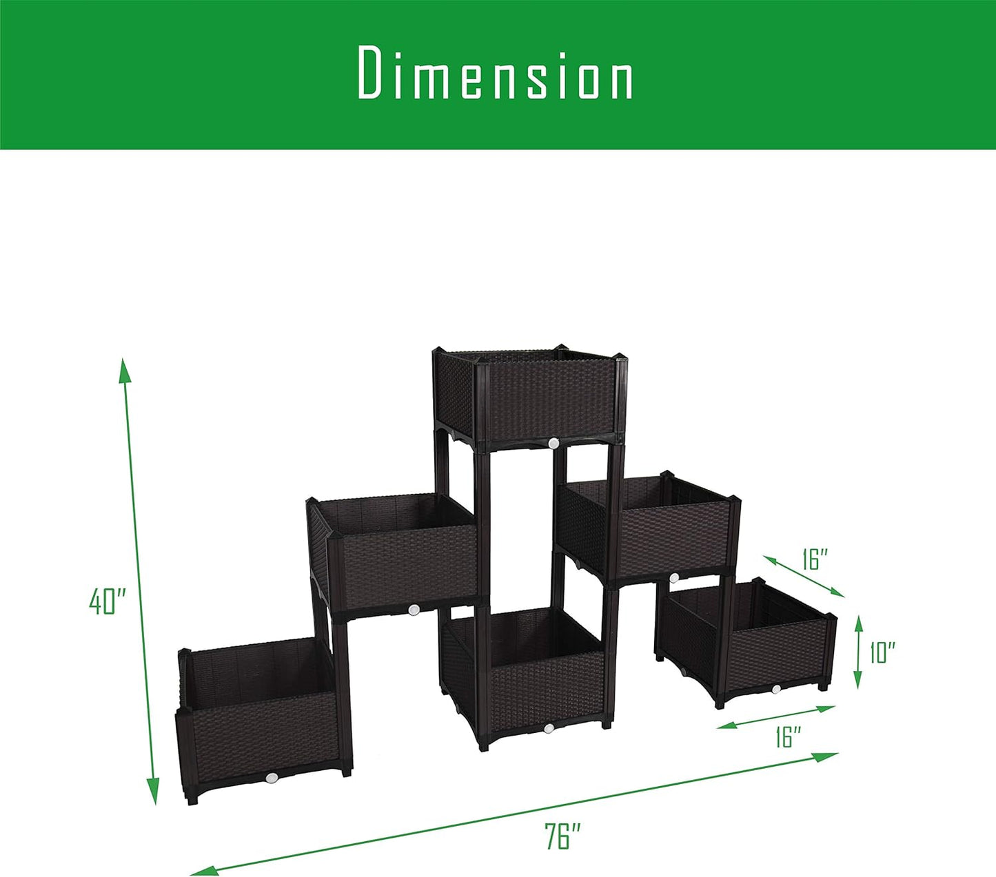 D'vine Dev Planter Raised Beds - Elevated Garden Box with Drainage Plug Raised Garden Beds for Vegetable/Flower/Herb Outdoor Standing Beds Gardening Kit, RGB-6