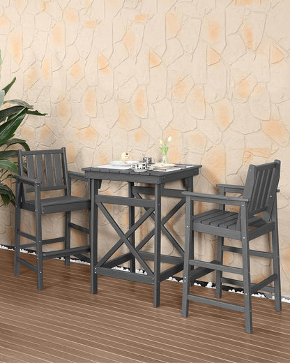 HDPE Outdoor Bar Table, 41" Adirondack Outdoor Bar Height Table, All Weather HDPE Patio High Top Pub Table, Square HDPE Patio Bar Tables for Balcony, Deck, Backyard, Poolside, Smoke Gray