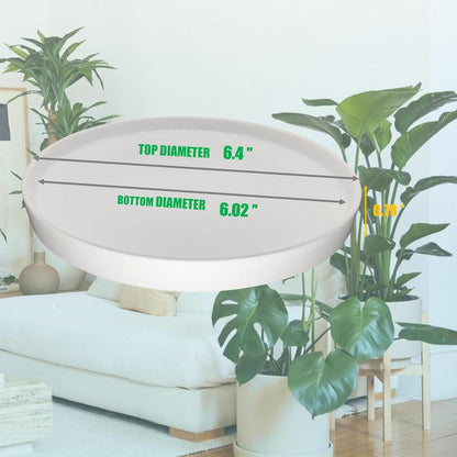 2 Pack Ceramic Plant Saucer Pot Tray 6 Inch, Planter Saucers 4 5 6 7 8 9 10 11 12 13 Inch for Indoors Outdoor, Durable Sturdy Flower Drainage drip Water Tray for Glazed Pots Base (6.4 Inch-White)