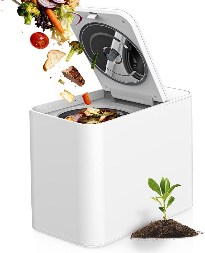MERIOR 3L Electric Composter for Kitchen, Smart Compost Bin for Countertop, Auto-Cleaning/Odor-Free/LED Display, Turn Kitchen Waste to Dry Compost Fertilizer, Indoor/Outdoor Compost Machine