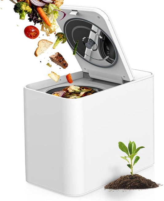 MERIOR 3L Electric Composter for Kitchen, Smart Compost Bin for Countertop, Auto-Cleaning/Odor-Free/LED Display, Turn Kitchen Waste to Dry Compost Fertilizer, Indoor/Outdoor Compost Machine