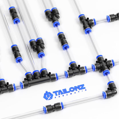 TAILONZ PNEUMATIC 10mm od Push to Connect Fittings Pneumatic Fittings Kit 2 Spliters+2 Elbows+2 tee+2 Straight (8 pcs)