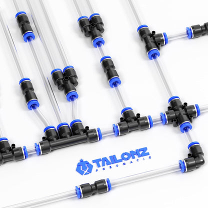 TAILONZ PNEUMATIC 1/2 Inch od Push to Connect Fittings Pneumatic Fittings kit 10 Spliters+10 Elbows+10 tee+10 Straight (40 pcs)