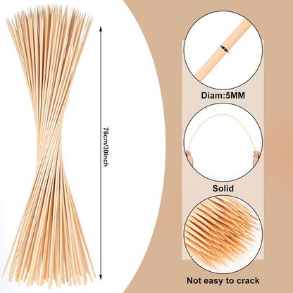 150PCS Marshmallow Roasting Sticks,30 Inch Marshmallow Sticks for Fire Pit 5mm Thick Bamboo Skewers for Smores Roaster Barbecue Grilling Campfire Kebab
