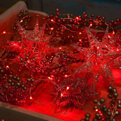2 Pack Solar Powered Fairy String Lights Outdoor Waterproof 8 Modes Twinkle Christmas Decorations Lights, Each 33ft-100LED, 40ft-120LED, 66ft-200LED, 80ft-240LED, (Red, 66)
