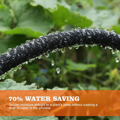 Soaker Hose, 1/2" x 50 FT Round Rubber Garden Soaker Hose, Heavy Duty Water Seeper Soaker Hoses for Foundation Watering, Garden Beds, Garden, Lawn and Plants