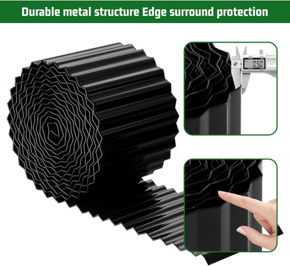 SnugNiture Corrugated Metal Garden Edging,8" x 20' Sturdy Lawn Edging Border,Landscape Edging Border for Lawn, Flower Bed,Garden and Yard(Black)
