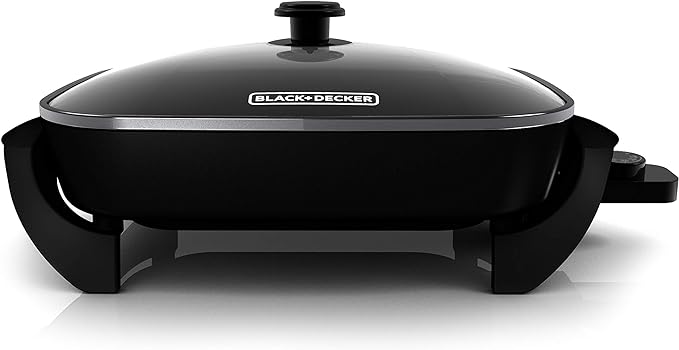 BLACK+DECKER Electric Skillet,Variable Temperature Control,Nonstick Cooking Surface,Dishwasher Safe,Tempered Glass Lid,12"x15",(Pack of 2)