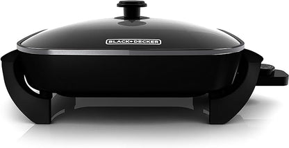 BLACK+DECKER Electric Skillet,Variable Temperature Control,Nonstick Cooking Surface,Dishwasher Safe,Tempered Glass Lid,12"x15",(Pack of 2)