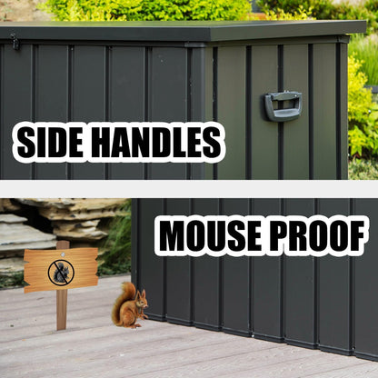 Domi Outdoor Deck Box 100 Gallon, Waterproof Lockable Steel Outdoor Storage Container for Outside Cushions, Garden Tools and Pools Equipment (Gray)