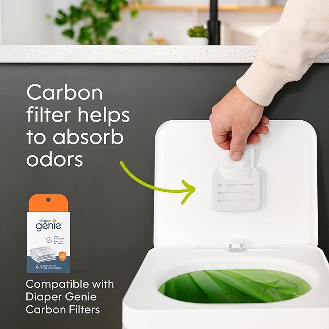 Kitchen Compost Bin, Silver Stainless-Steel Large, 3.6 Gallon, Indoor Odorless Composting, Hands-Free, Washable Parts, Includes 8 Tear-Off Compostable Bags and 1 Carbon Filter