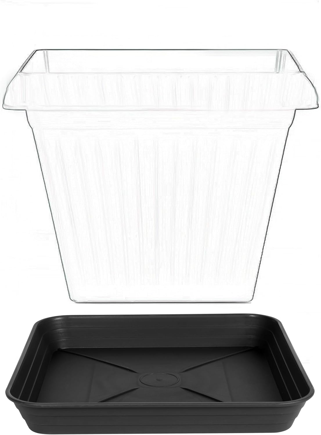 2 Pack Square Plant Saucer Tray 18 inch, Heavy Duty Plastic Plant Saucers for Indoors Outdoor, Flower Plant Drip Trays for Pots, Square Seed Starting Tray, Seedling Growing Trays