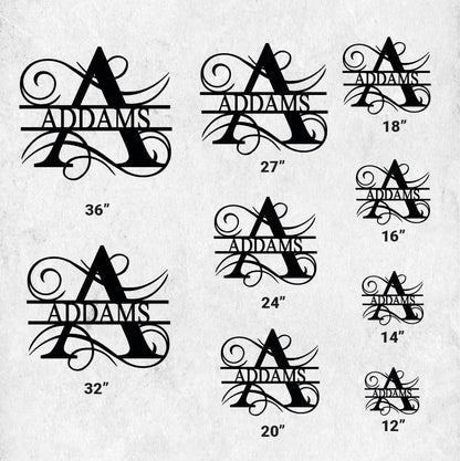 Personalized Metal Name Signs, Split Letter Monogram Wall Decor, Custom Last Name Sign, Family Name Sign for Outdoor, Personalized Wedding Gift, Garden Decor, Metal Wall Art, Housewarming Gift (MonogramDesign_6)