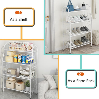 SORCEDAS Plant Stand Indoor Outdoor Plant Shelf 4 Tier Metal Corner Flower Stand Multiple Holder for Patio Garden Balcony Living Room, White