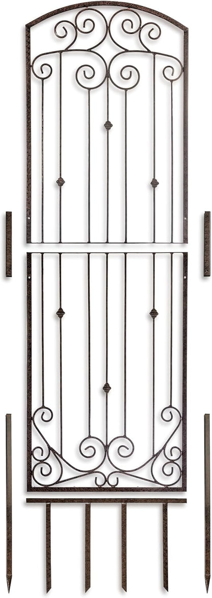 H Potter Premium 8-Foot Iron Garden Trellis - Heavy Duty Plant Support for Climbing Vines & Privacy Screen