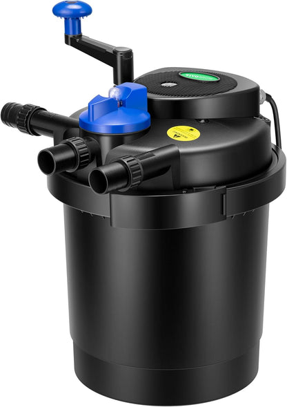 Bio Pressure Pond Filter, with 13W UV-C Light, 1580 GPH Suitable for Koi Ponds up to 800 Gallons or Landscape Pools up to 1600 Gallons