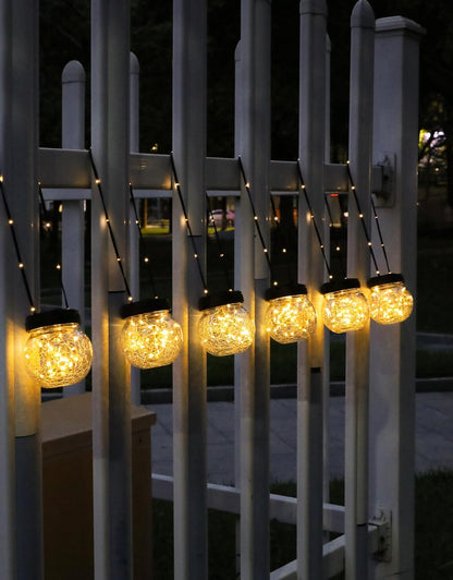PARTPHONER Solar Lights Outdoor Waterproof 12-Pack, Solar Powered Hanging Lantern Cracked Glass Hanging Globes for Yard Decor Christmas Decoration, Shepherd Hook, Garden Tree Table Ornaments, Warm