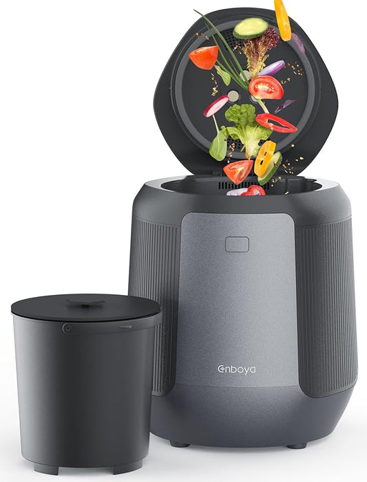 Electric Kitchen Composter 4.2L Large Capacity Food Waste Composter, Odor-Free & Quiet Countertop Compost Bin for Home, Indoor Food Cycler with Replaceable Charcoal Filtration