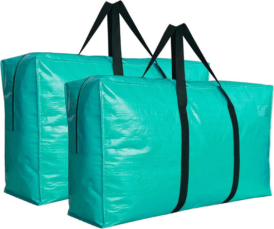 Extra Large Storage Bags, Jumbo Moving Tent Storage Bags, Foldable Big Turquoise XXL Duffle Bag for Travel,Christmas Tree Bag, 42x23x13.5inch - 2PACK