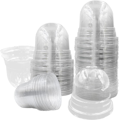 50 Pack Clear Plant Pot Domes, Transparent Seedling Domes Compatible with 4 Inch Seed Starter Pots for Indoor Outdoor Gardening(50Pcs, Clear)