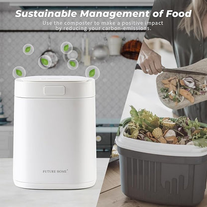 Electric Compost Bin Kitchen Sustainable with 9 Modes Turn Food Waste Indoor Countertop and Scraps into Dry Compost
