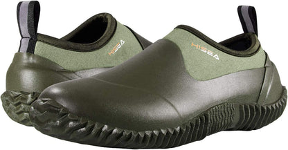 HISEA Unisex Waterproof Garden Shoes, Men's Rubber Rain Boots Women's Ankle Rain Shoes Neoprene Camp Booties Outdoor Slip-On Footwear for Gardening, Farming, Camping, Car Wash, Lawn Care and Yard Work