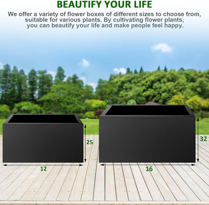 Steel Planter Box 32"x16"x16", Square Metal Planter Box Indoor&Outdoor, Steel Planter Heavy Duty for Commercial and Residential Use